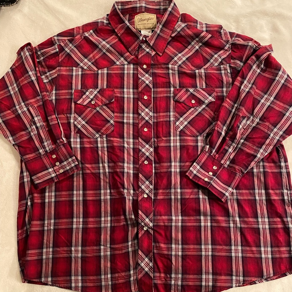 Wrangler Brand Snap-Buttoned Long-Sleeved Western Cowboy Shirt Size XXXL